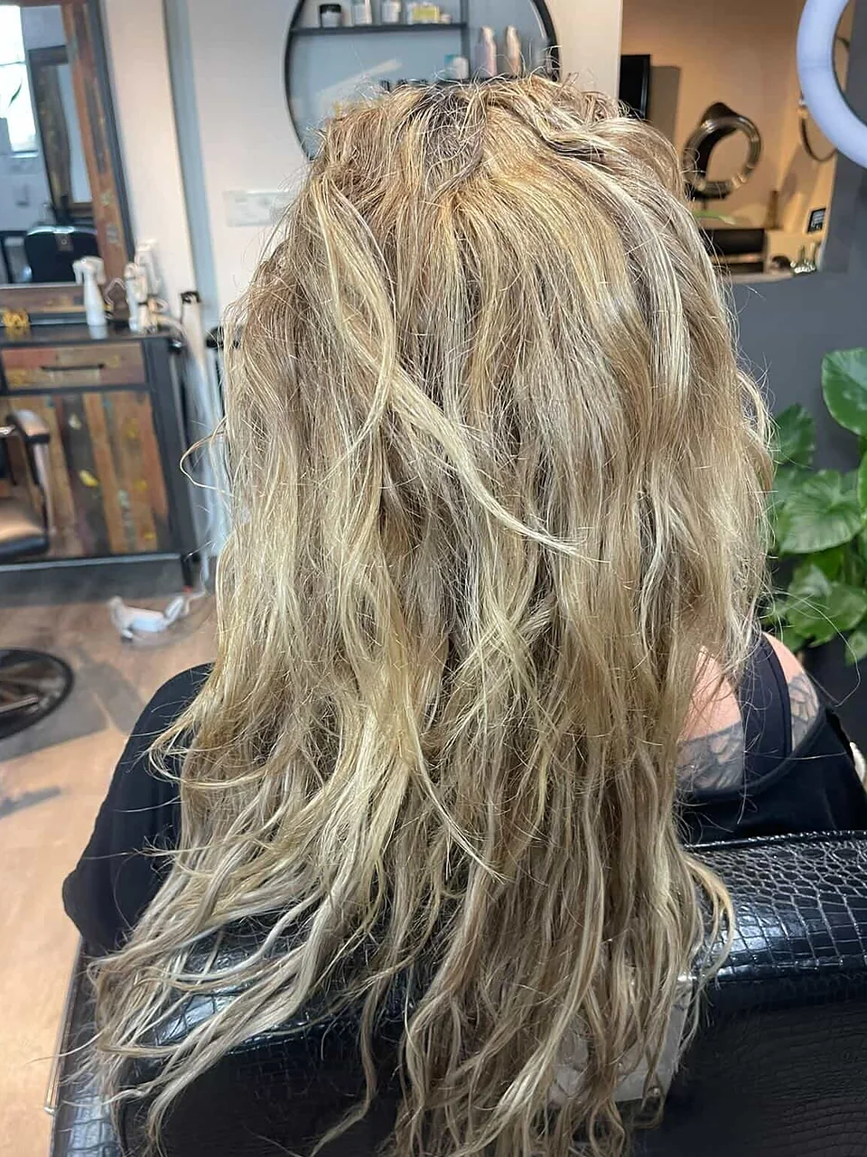 Before: long grown-out blonde, dry and undefined.